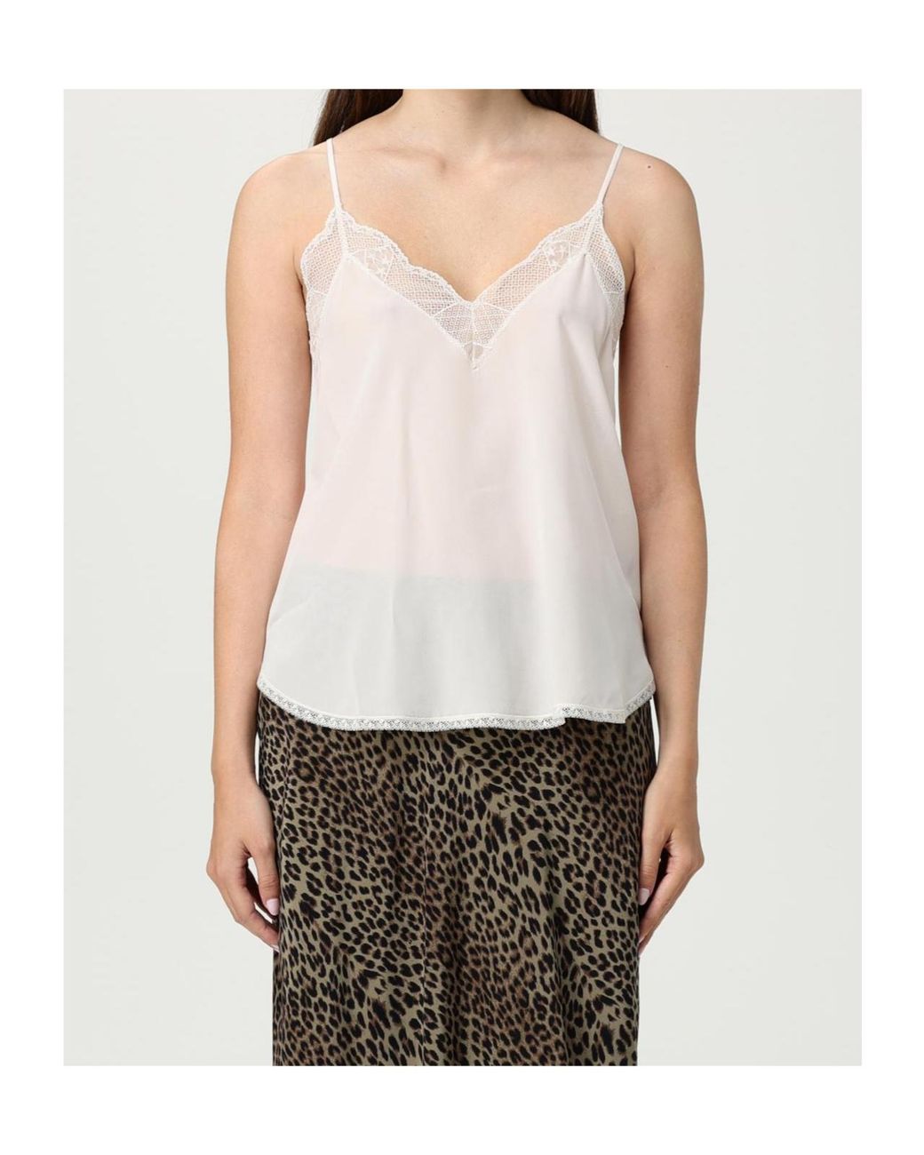 Zadig & Voltaire White Lace Trim Sleeveless Top
