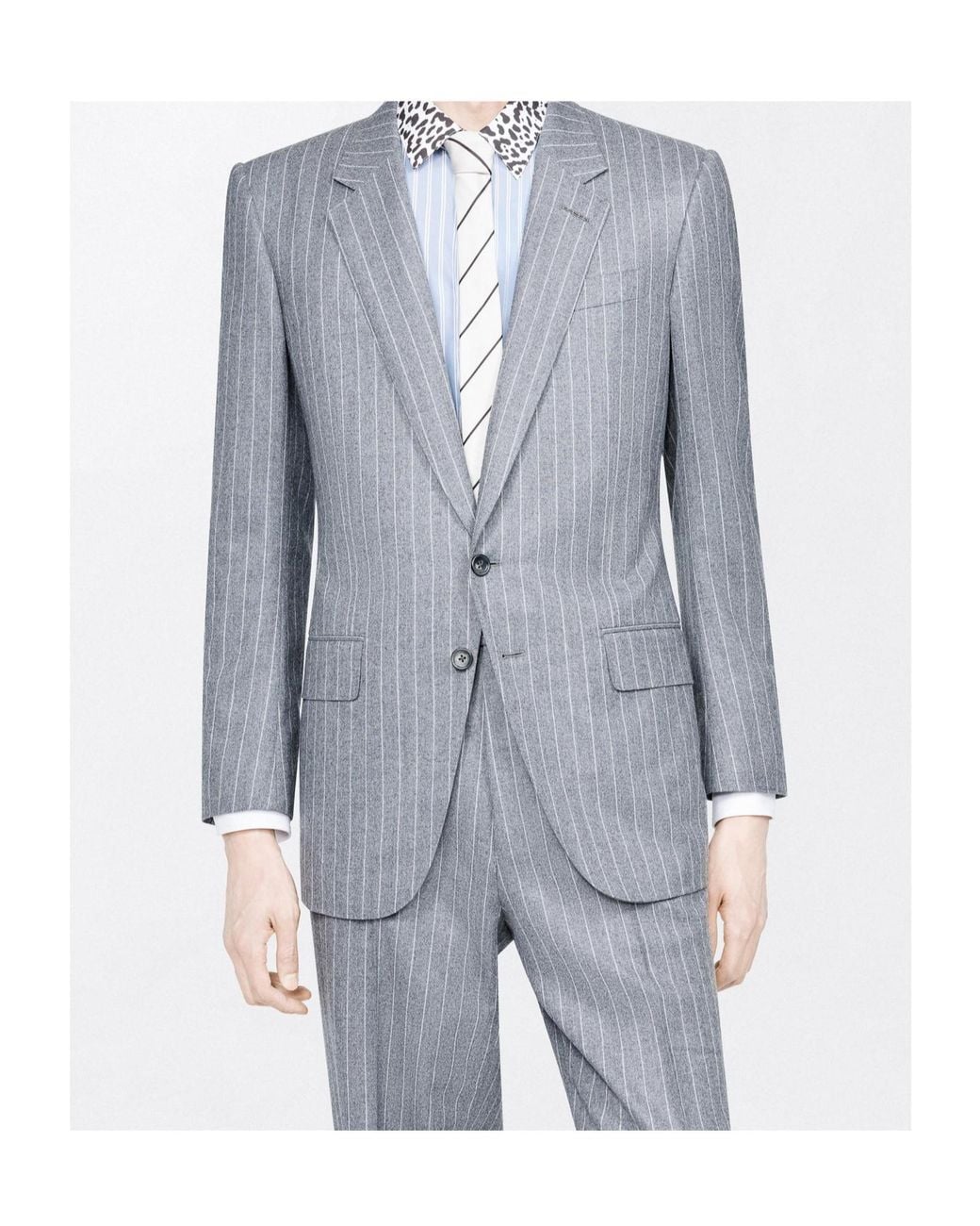 Tom Ford Blue Pinstripe Twill Flannel Colbert Jacket for men
