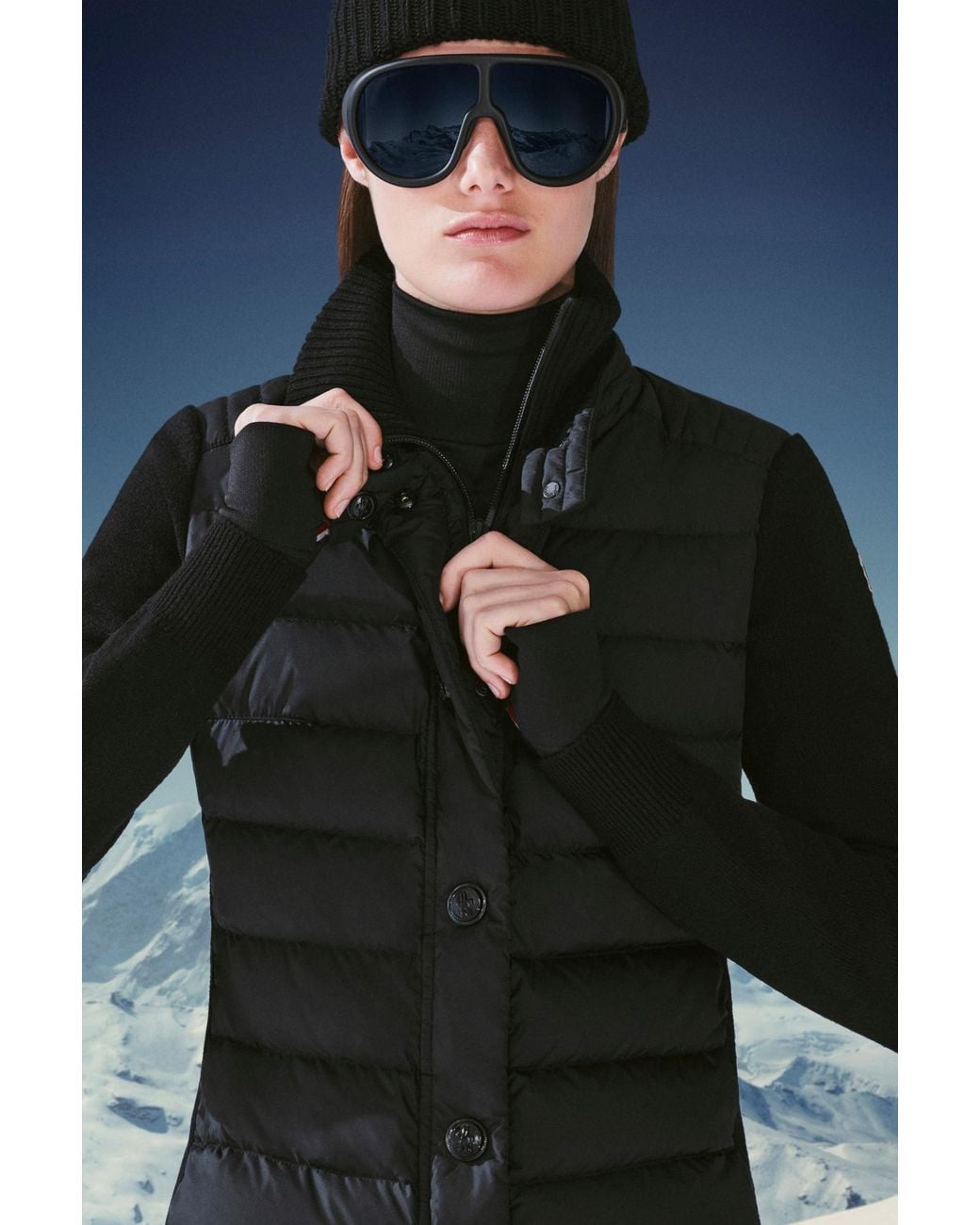 Moncler Black Padded Wool Cardigan