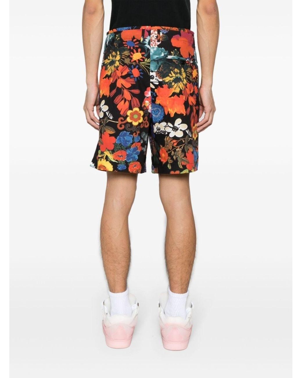 Moschino Orange Floral-Printed Shorts for men