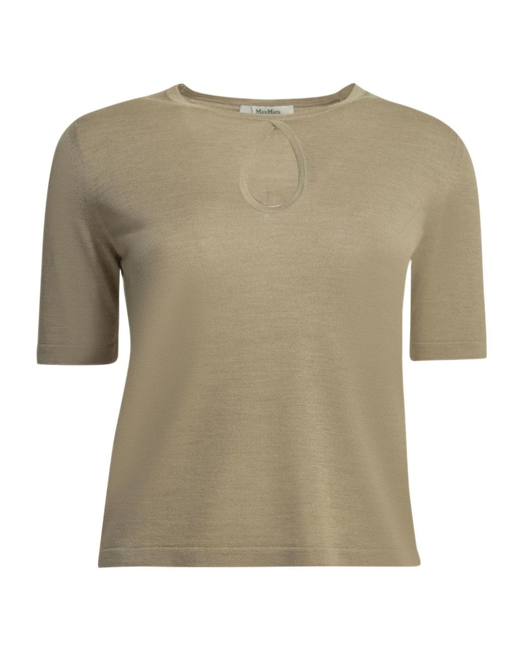 Max Mara Green Keyhole Short-Sleeve Knitted Sweater