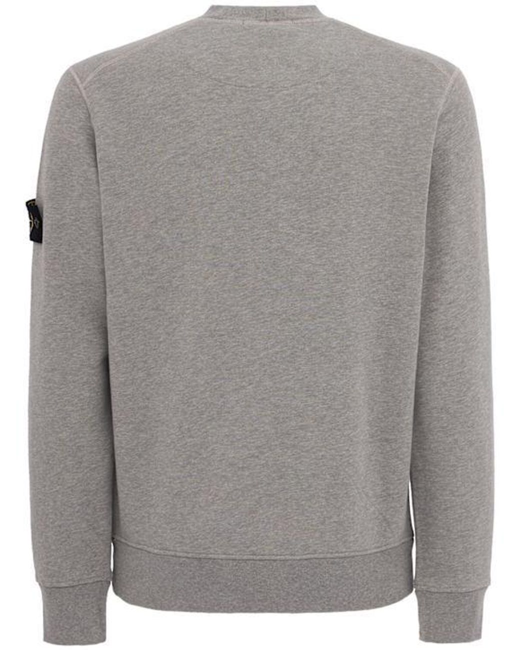 Stone Island Gray Logo Cotton Crewneck Sweatshirt for men