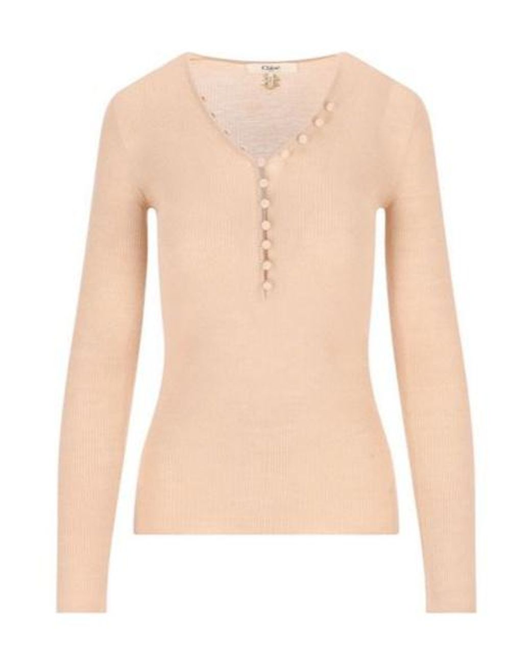 Chloé Natural Chloé V-Neck Knitted Top