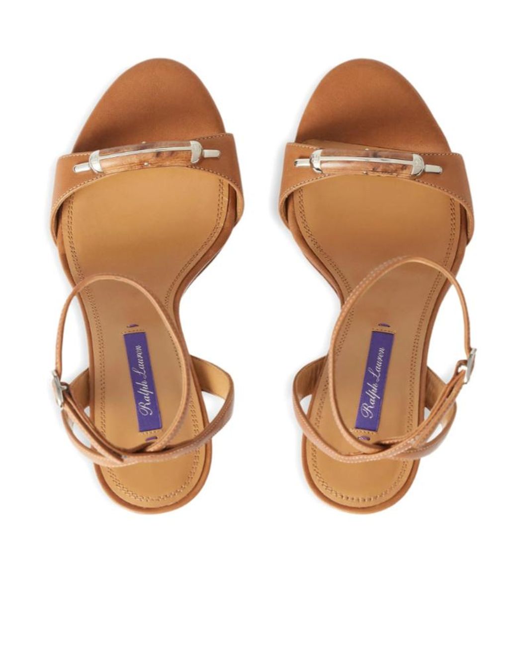 Ralph Lauren Metallic Ankle-Strap Heeled Sandals