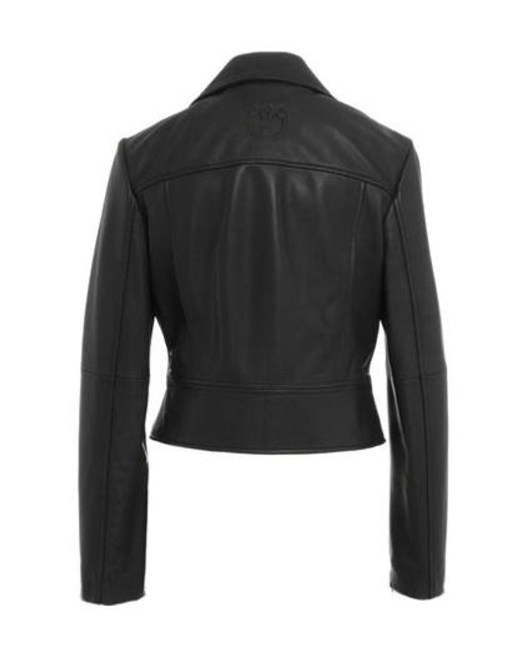 Pinko Black Short Zipped Leather Biker Jacket