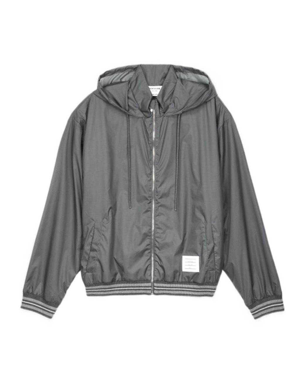 Thom Browne Gray Logo-Patch Ripstop Lightweight Jacket for men