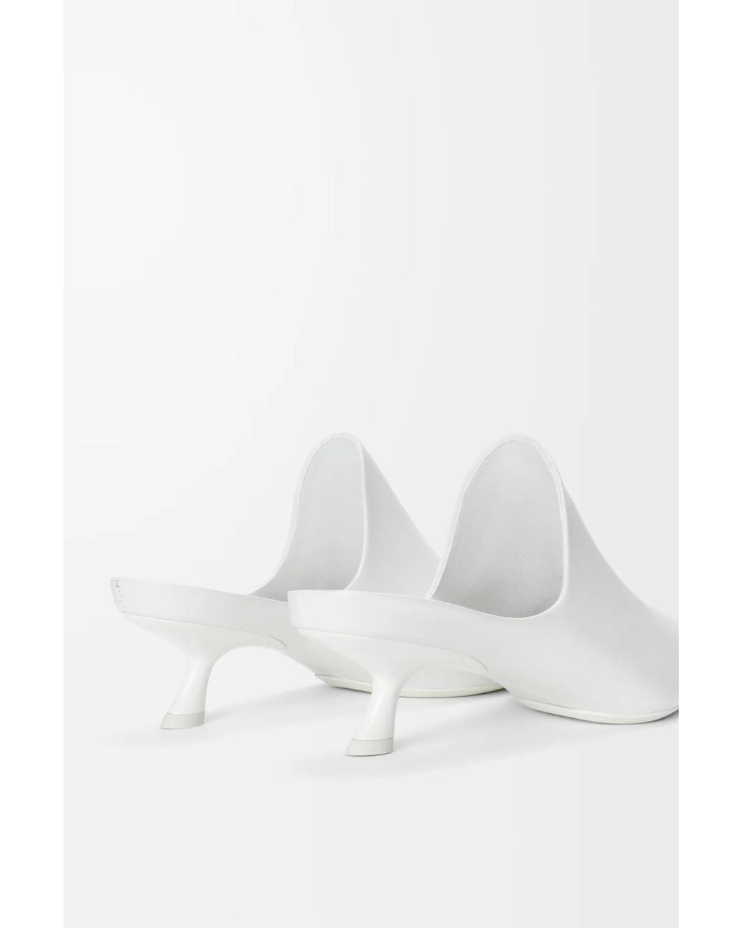 Loewe White Emily 45 Pointed-Toe Mules
