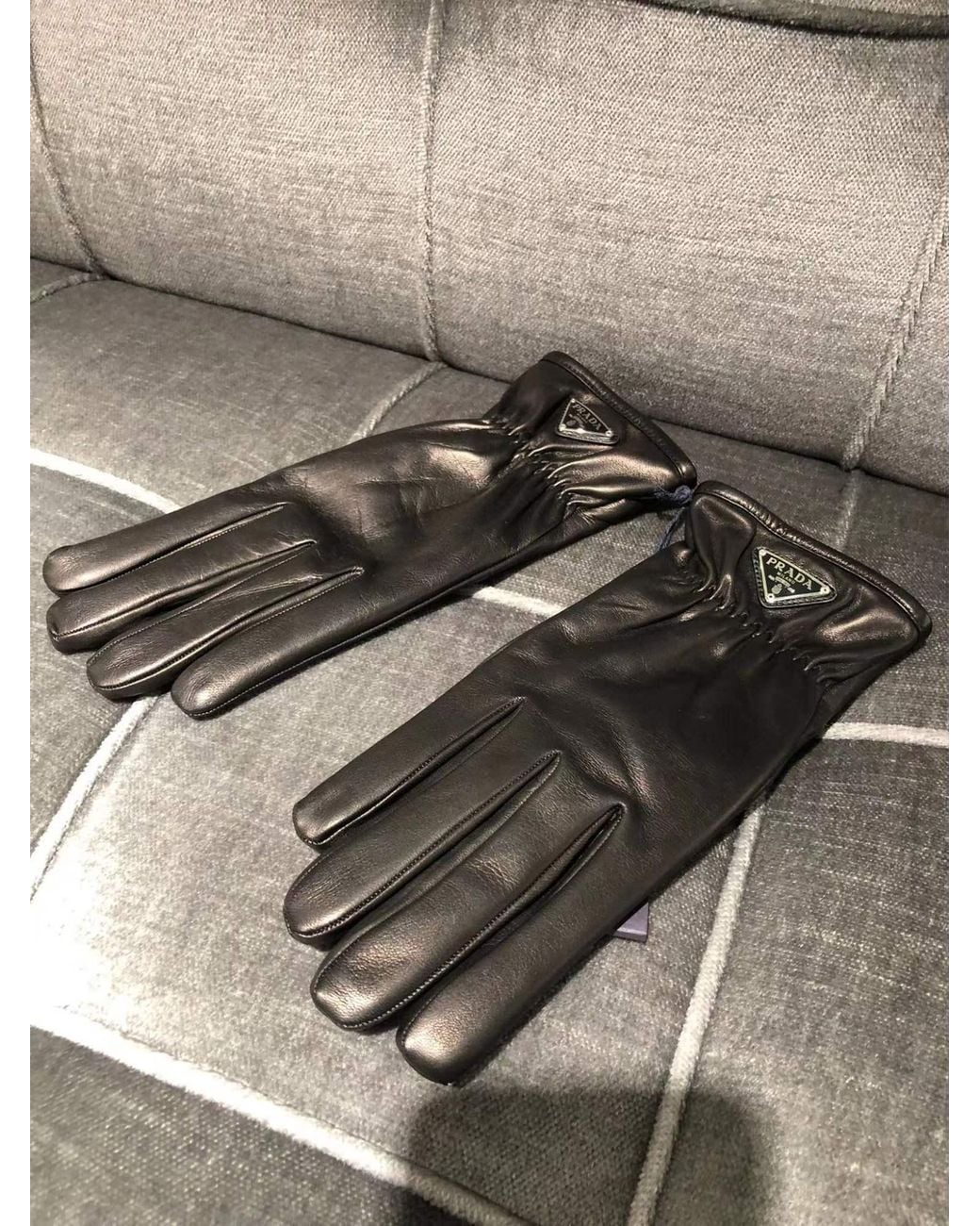Prada Black Triangle-Logo Pull-On Gloves for men