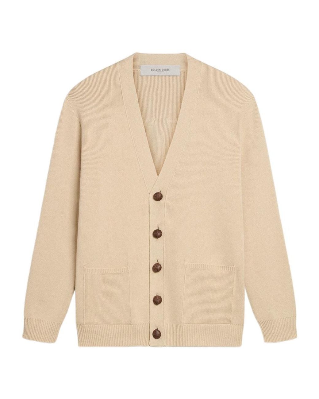 Golden Goose Deluxe Brand Natural Logo Lettering Buttoned Cardigan for men