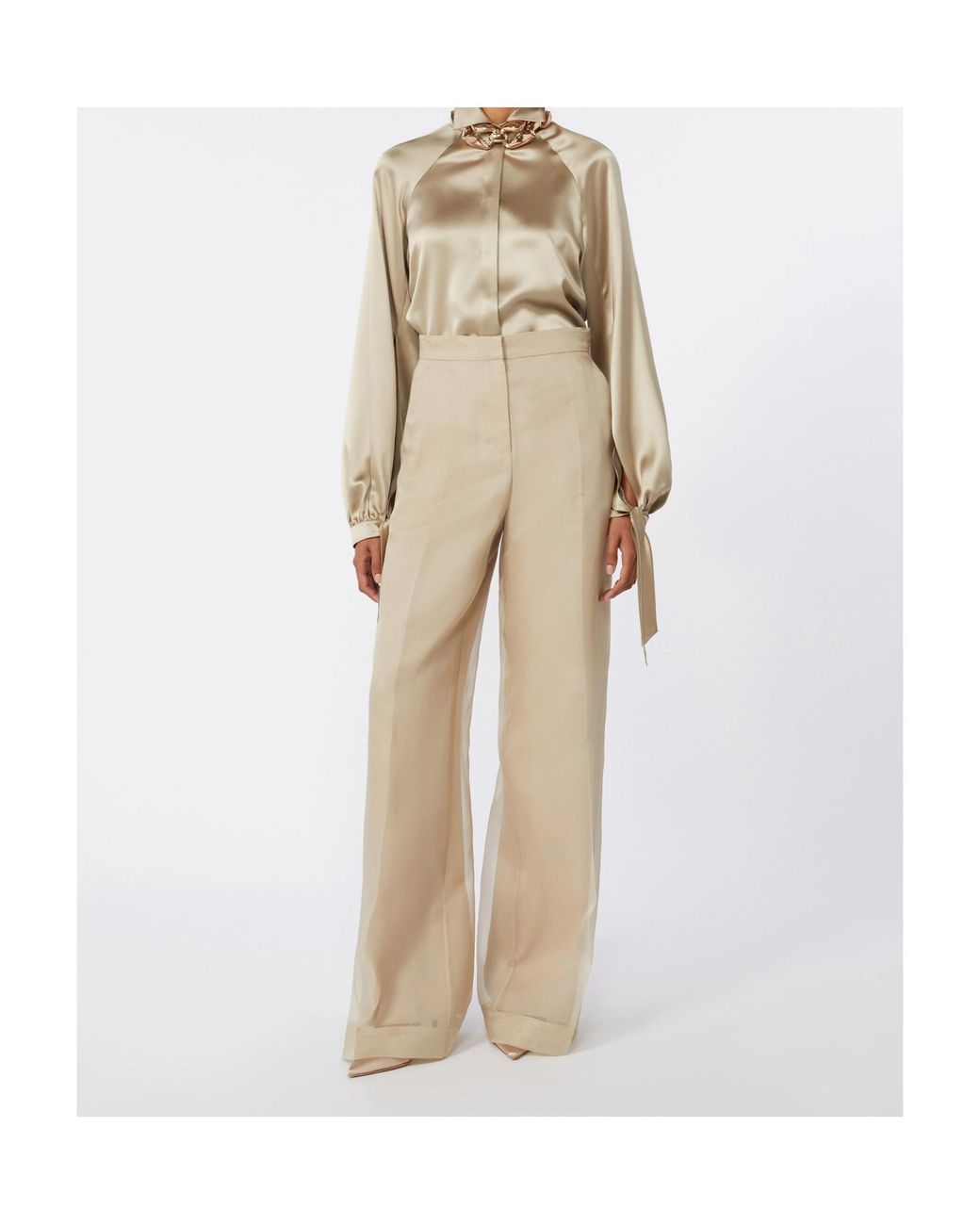Max Mara Natural Mxealare Long-Sleeved Satin Shirt