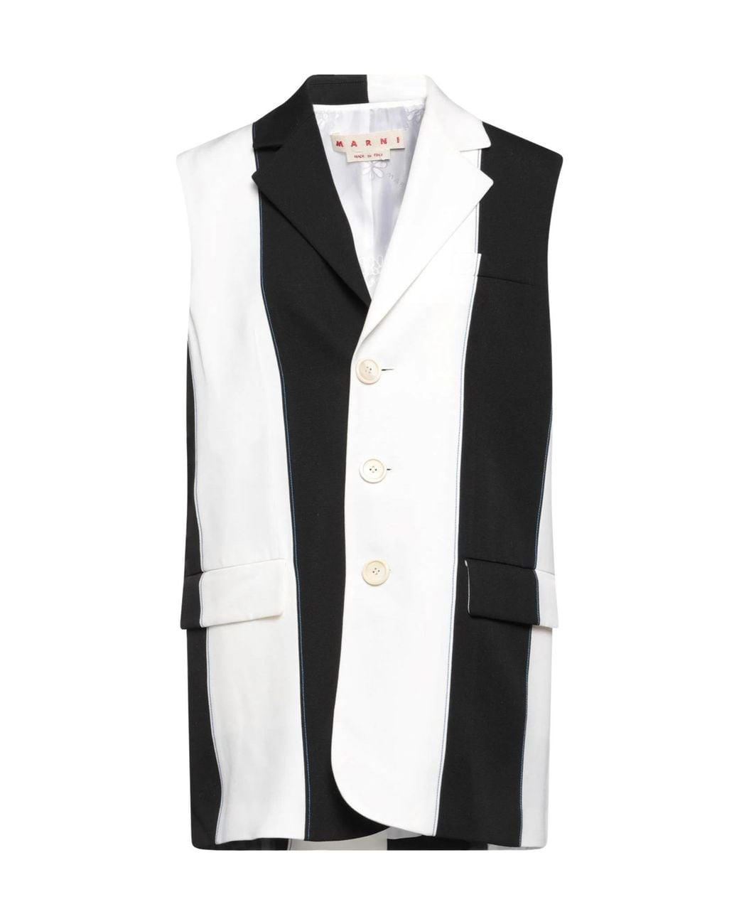 Marni Black Striped Sleeveless Suit Jacket