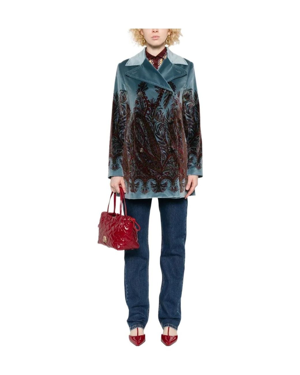 Etro Gray Floral-Print Velvet Jacket