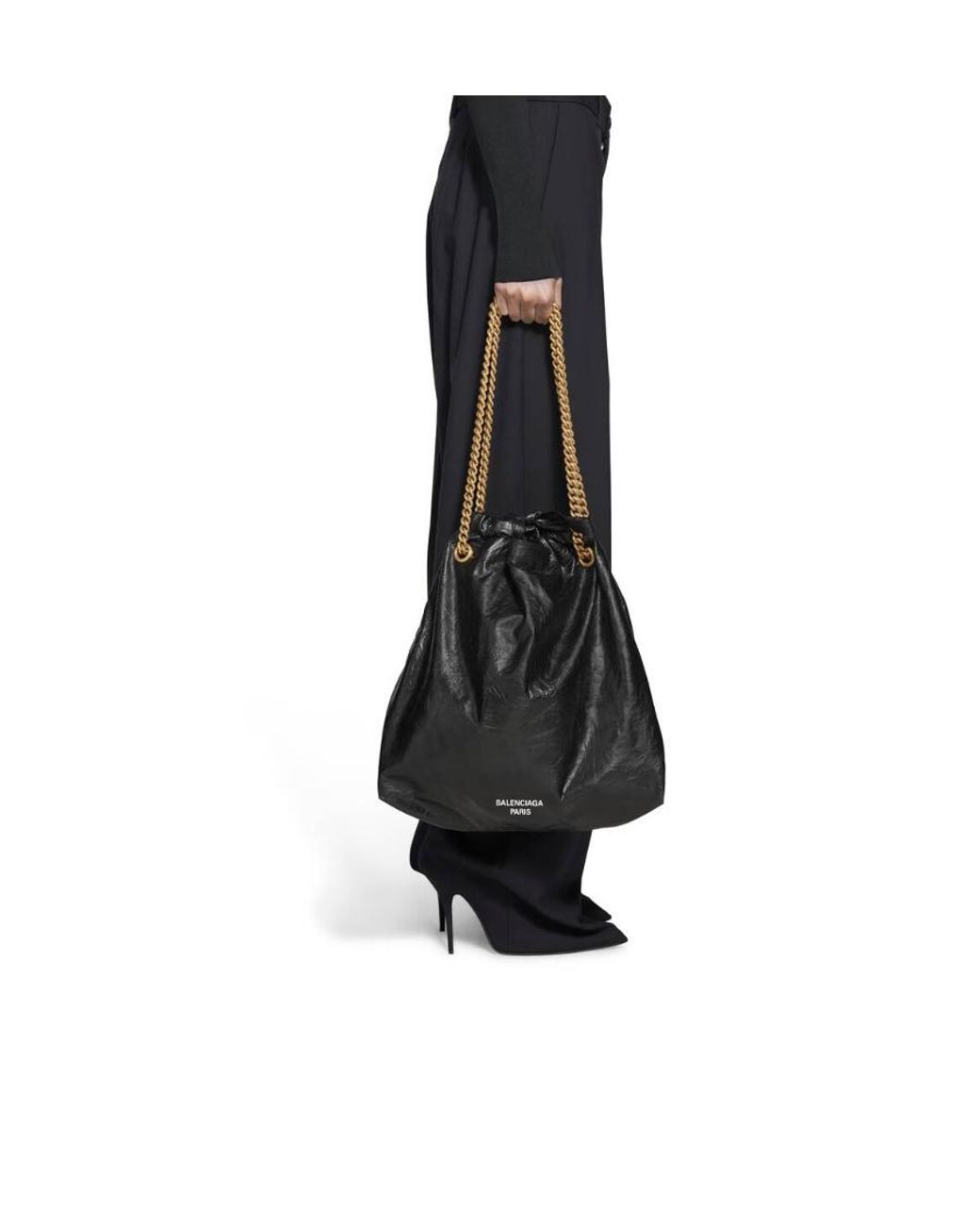 Balenciaga Black Crush Medium Tote Bag