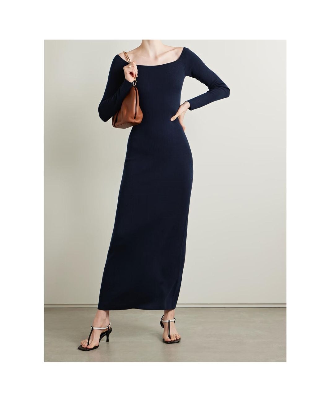 Gabriela Hearst Blue Selwyn Off-The-Shoulder Wool And Cashmere-Blend Midi Dress