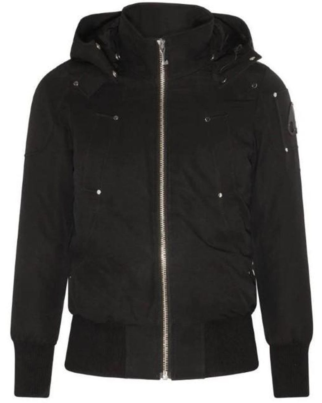 Moose Knuckles Black Zip-Up Hooded Jacket