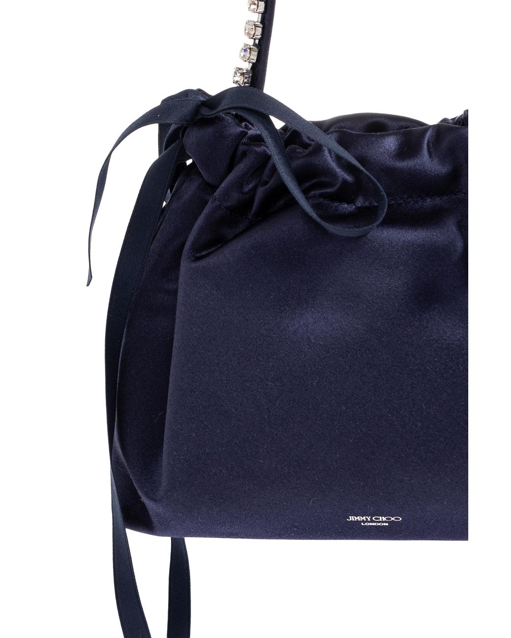 Jimmy Choo Blue Drawstring Satin Mini Shoulder Bag