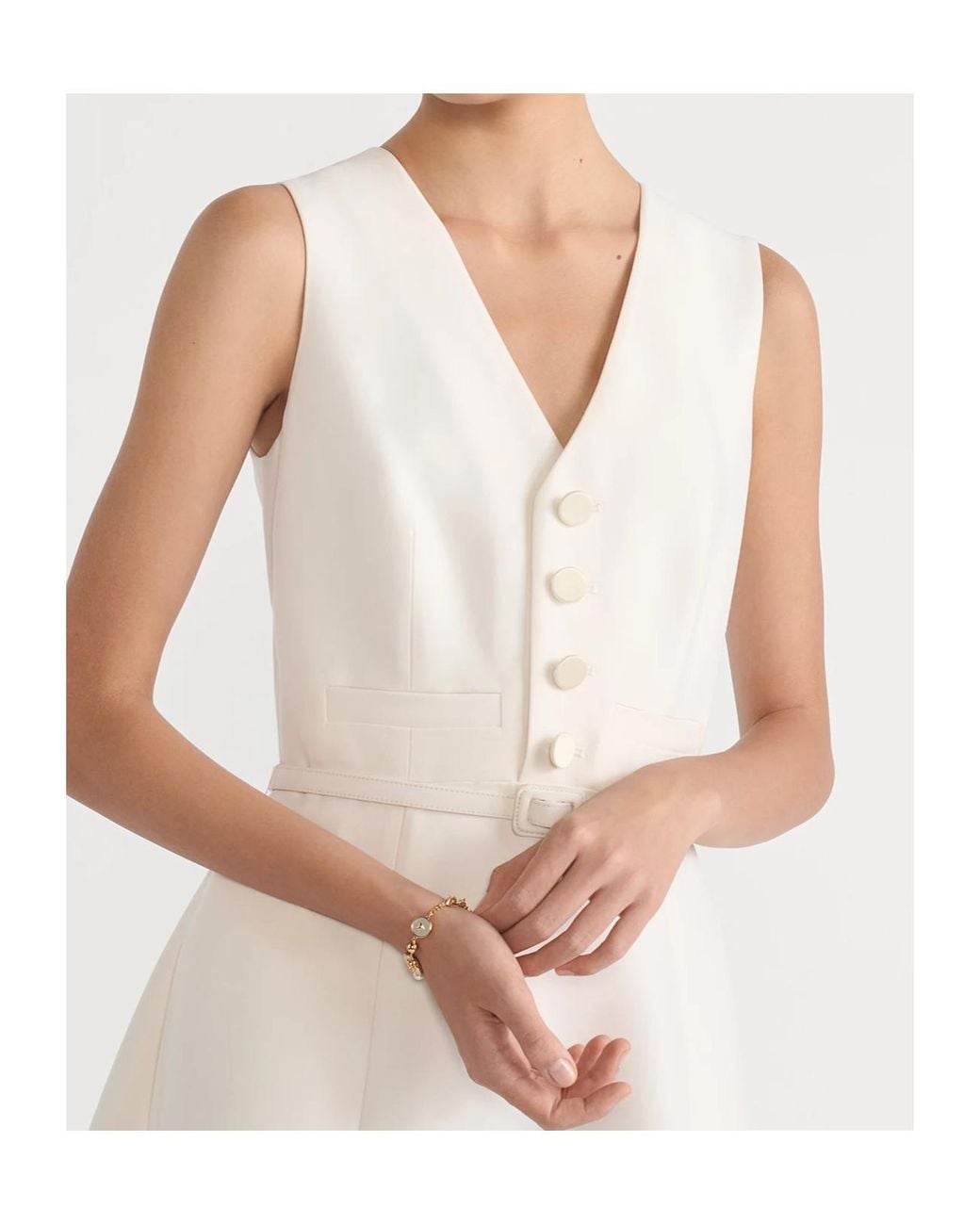 Dior White Mid-Length Flared Dress With Belt