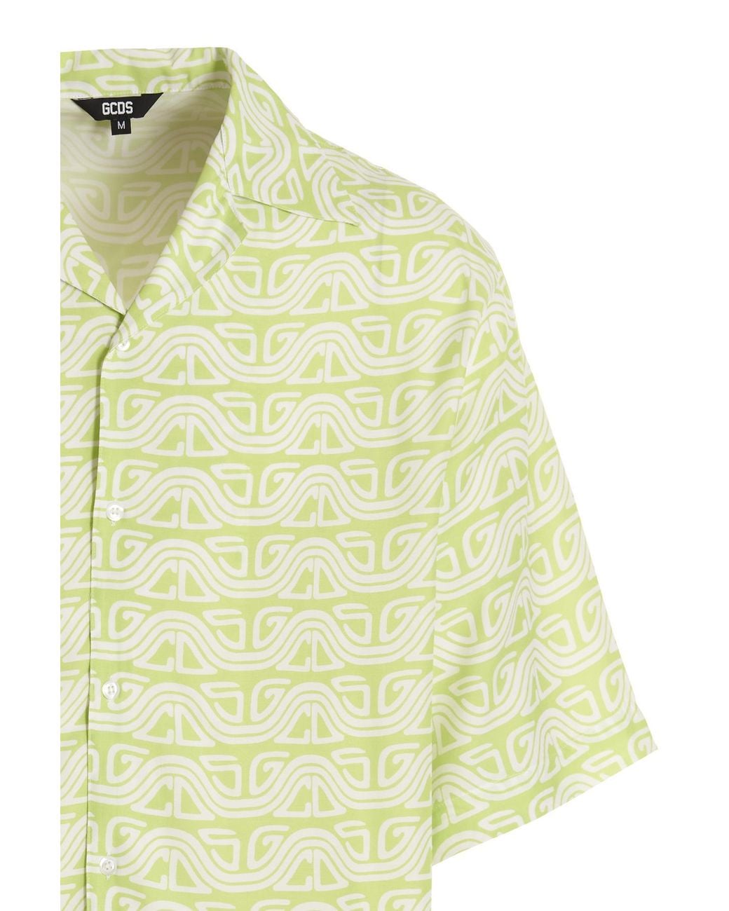 Gcds Yellow Waved Logo Printed Buttoned Shirt for men