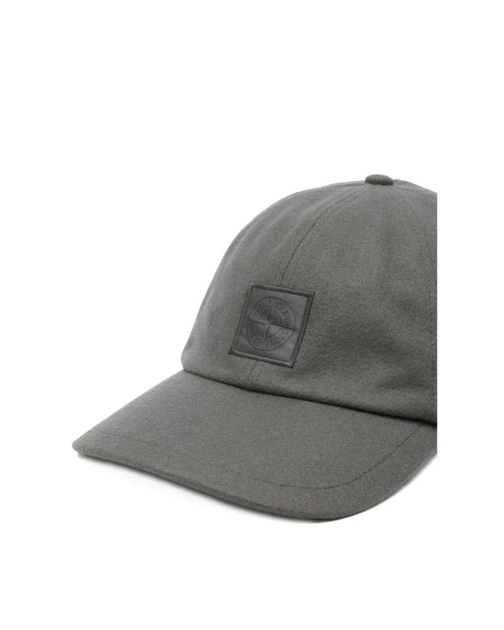 Stone Island Gray Logo-Plaque Cap Hat for men