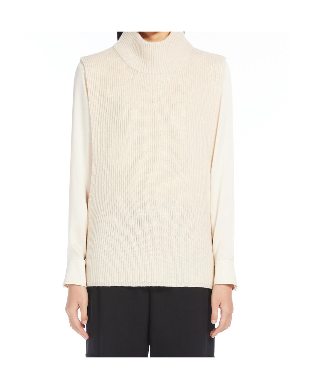 Max Mara White Cashmere Blended Yarn Vest