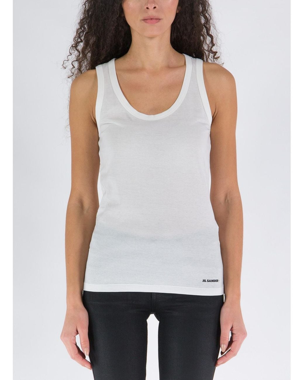 Jil Sander White Logo-Printed Sleeveless Tank Top