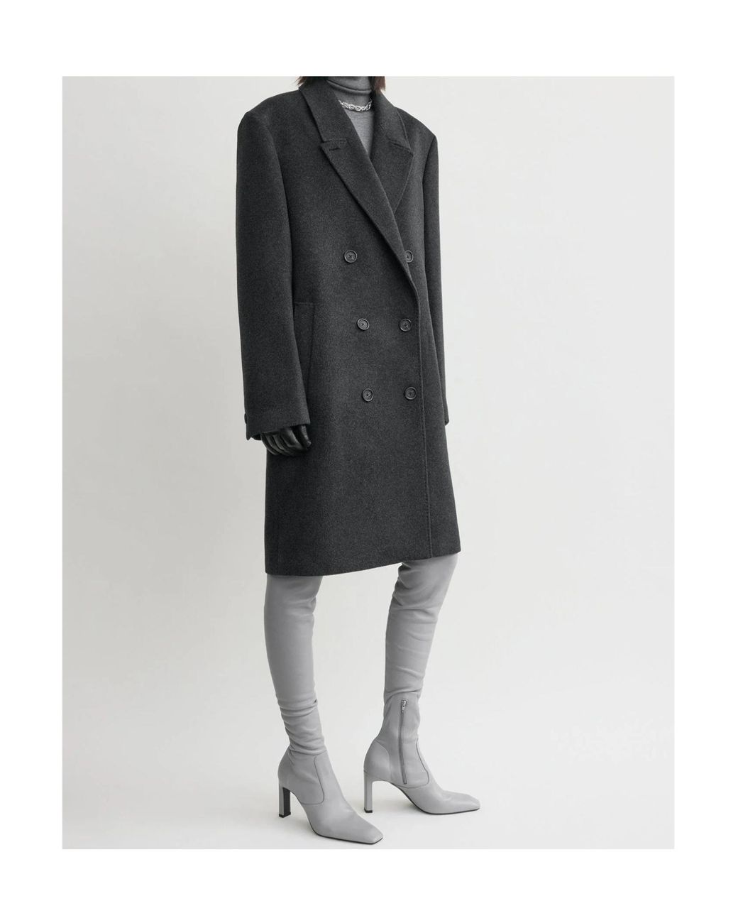 Totême Black Double-Breasted Cashmere Coat