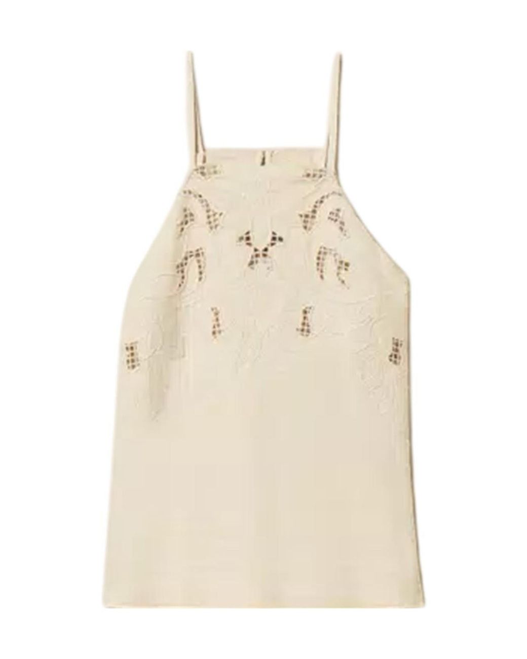 Twinset Natural Embroidered Sleeveless Top