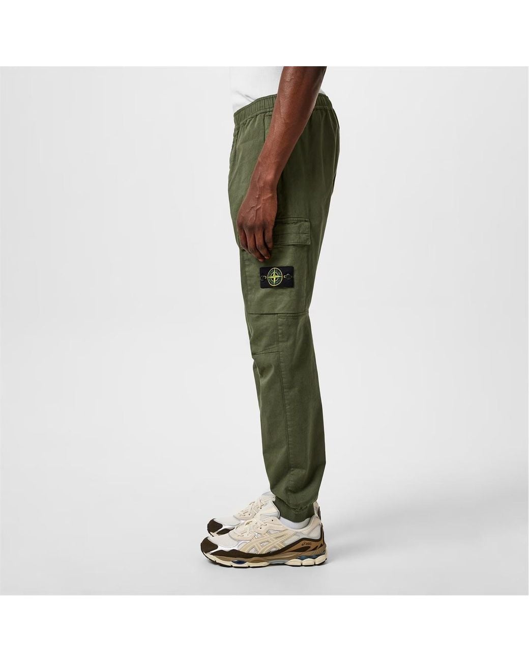 Stone Island Green Raso Cargo Trousers for men