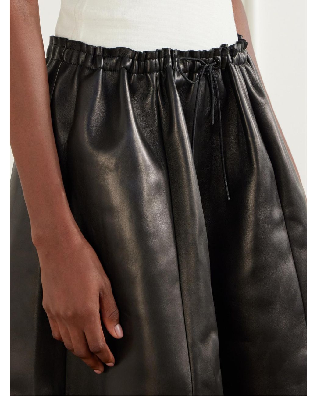 Stouls Black Naomi Paneled Leather Midi Skirt