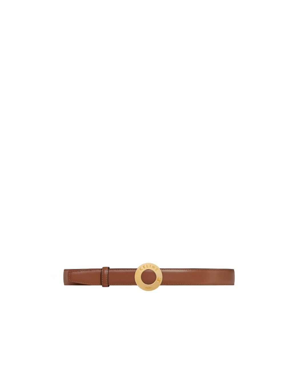 Céline White 25Mm Double-Sided Leather Belt With Disc Buckle