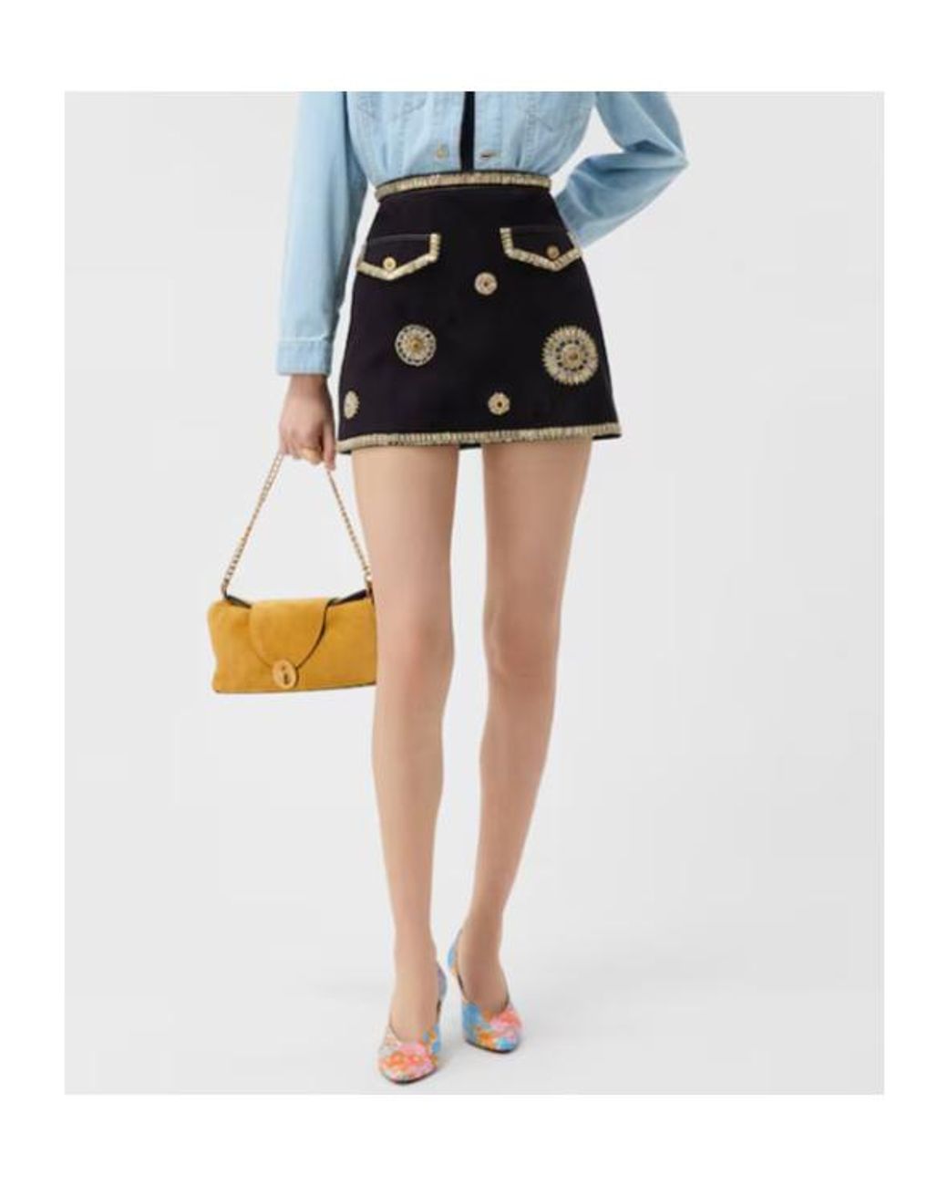 Versace Black Embroidered Mini Skirt