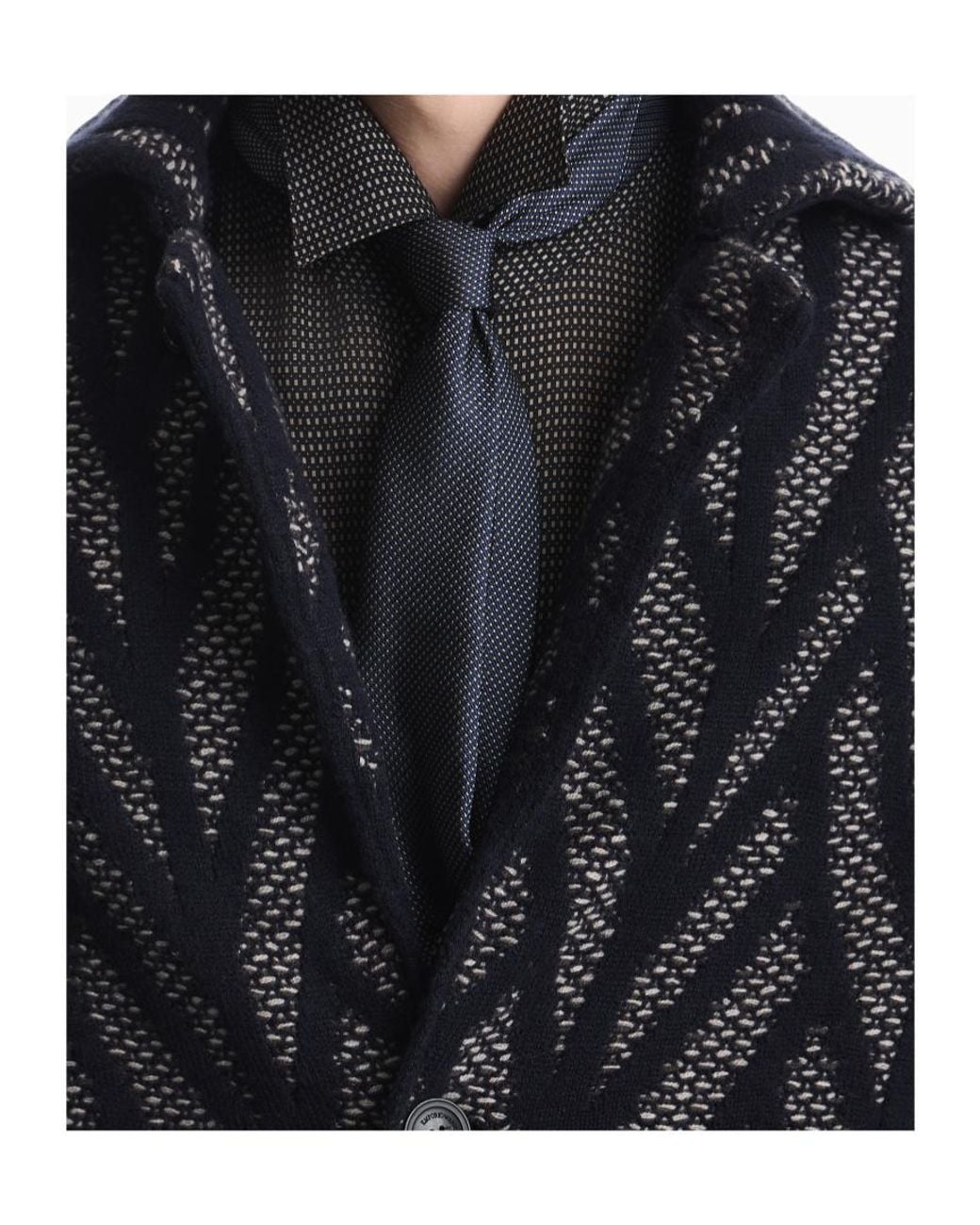 Emporio Armani Blue Chevron Knitted Jacket for men
