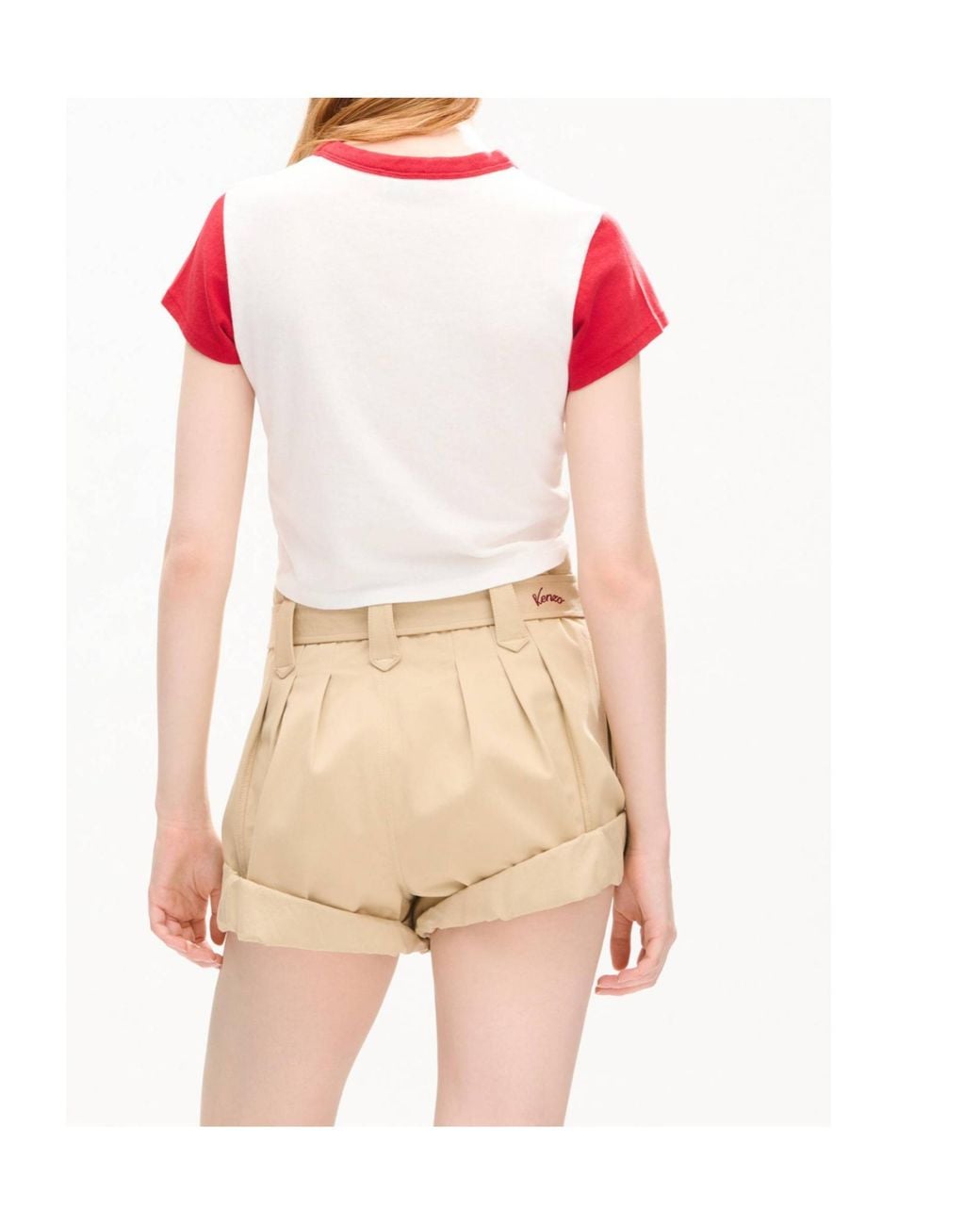 KENZO Red Graphic Print Cropped T-Shirt