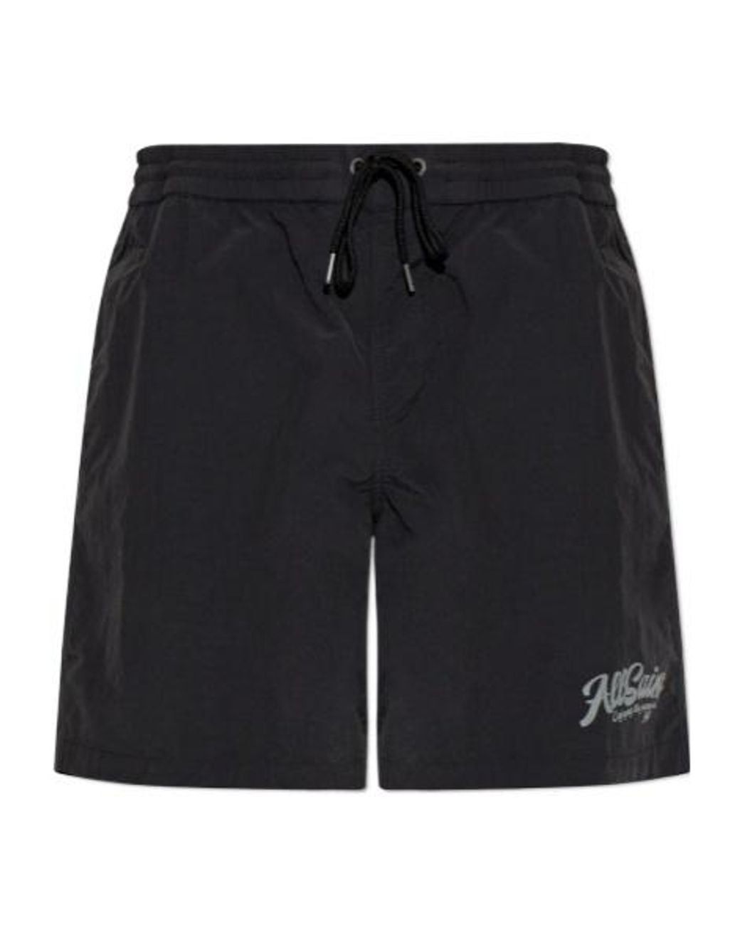 AllSaints Black Odyssey Drawstring Swim Shorts for men