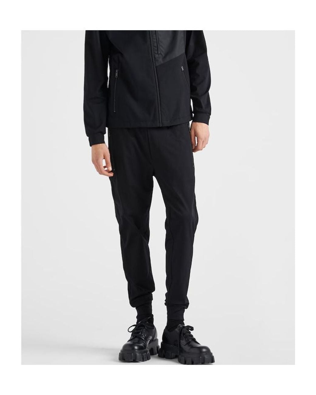 Prada Black Triangle-Logo Track Pants for men