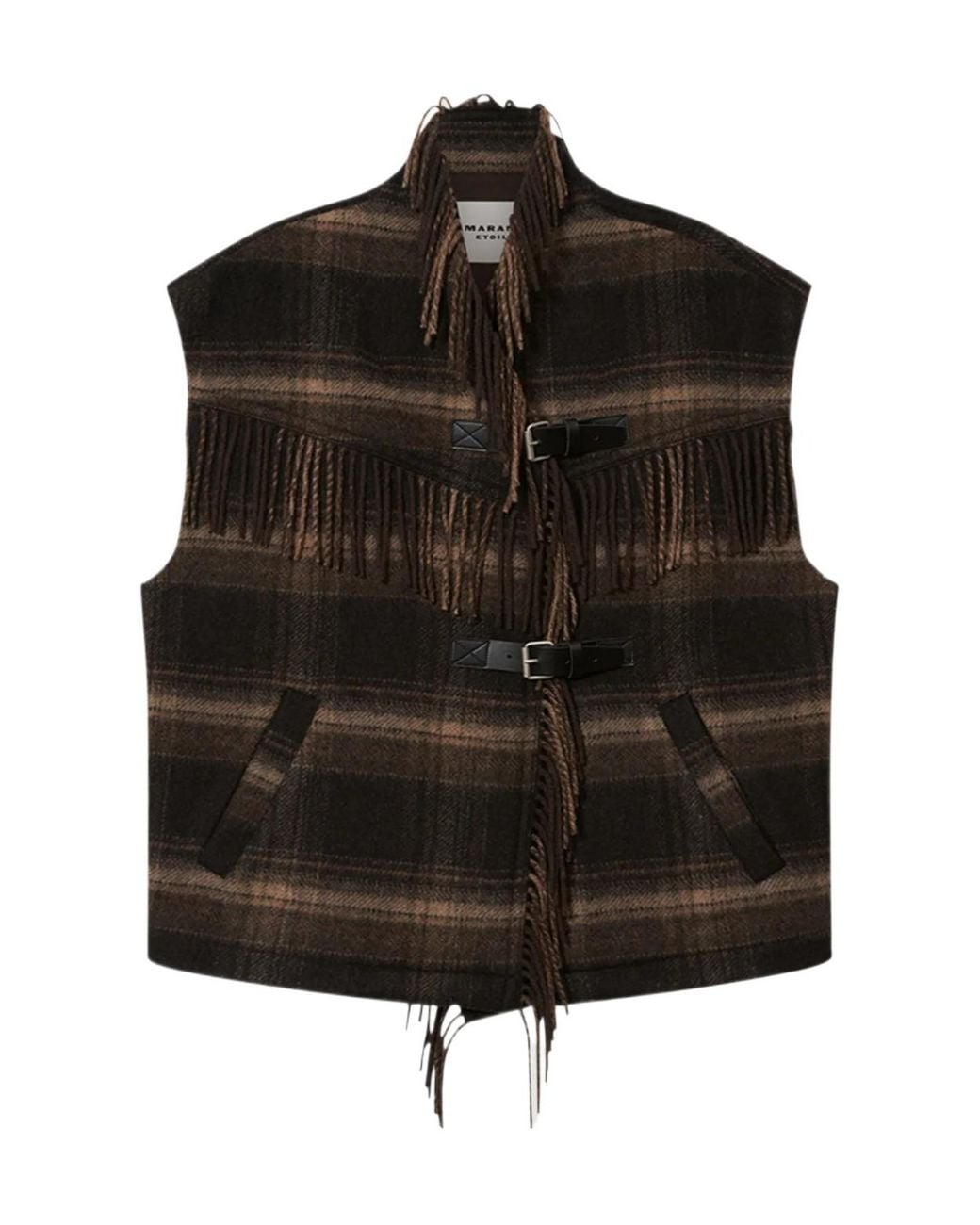 Isabel Marant Black Isabel Marant Étoile Checked Fringed Cape