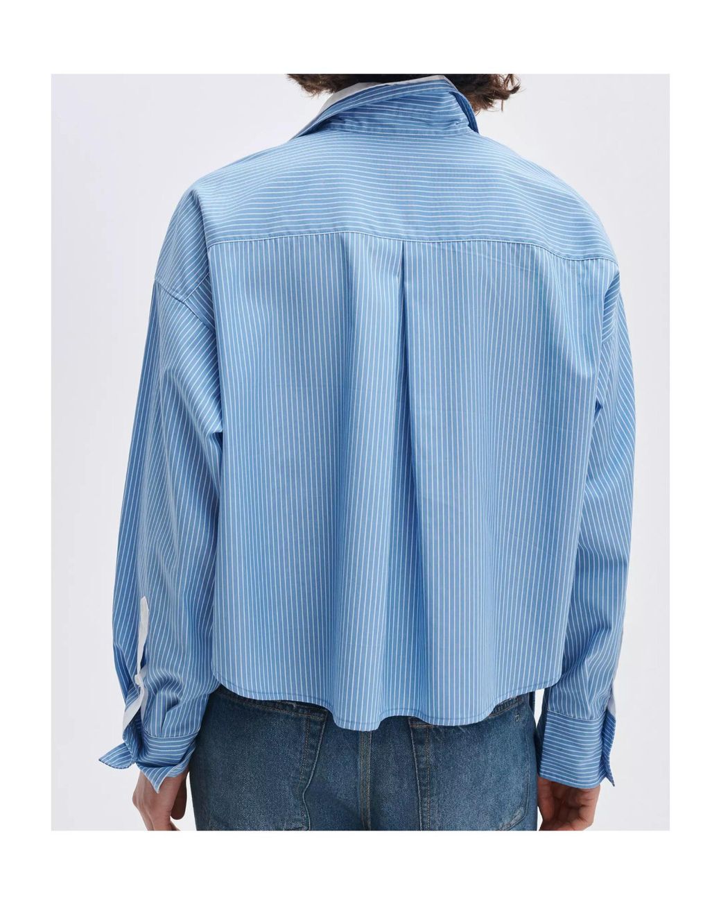 Rag & Bone Blue Cropped Striped Shirt