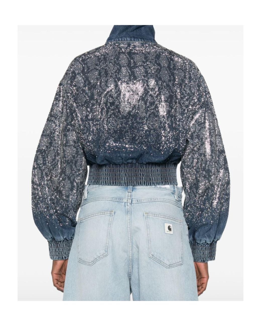 Liu Jo Blue X Elodie Sequin-Embellished High Neck Denim Jacket