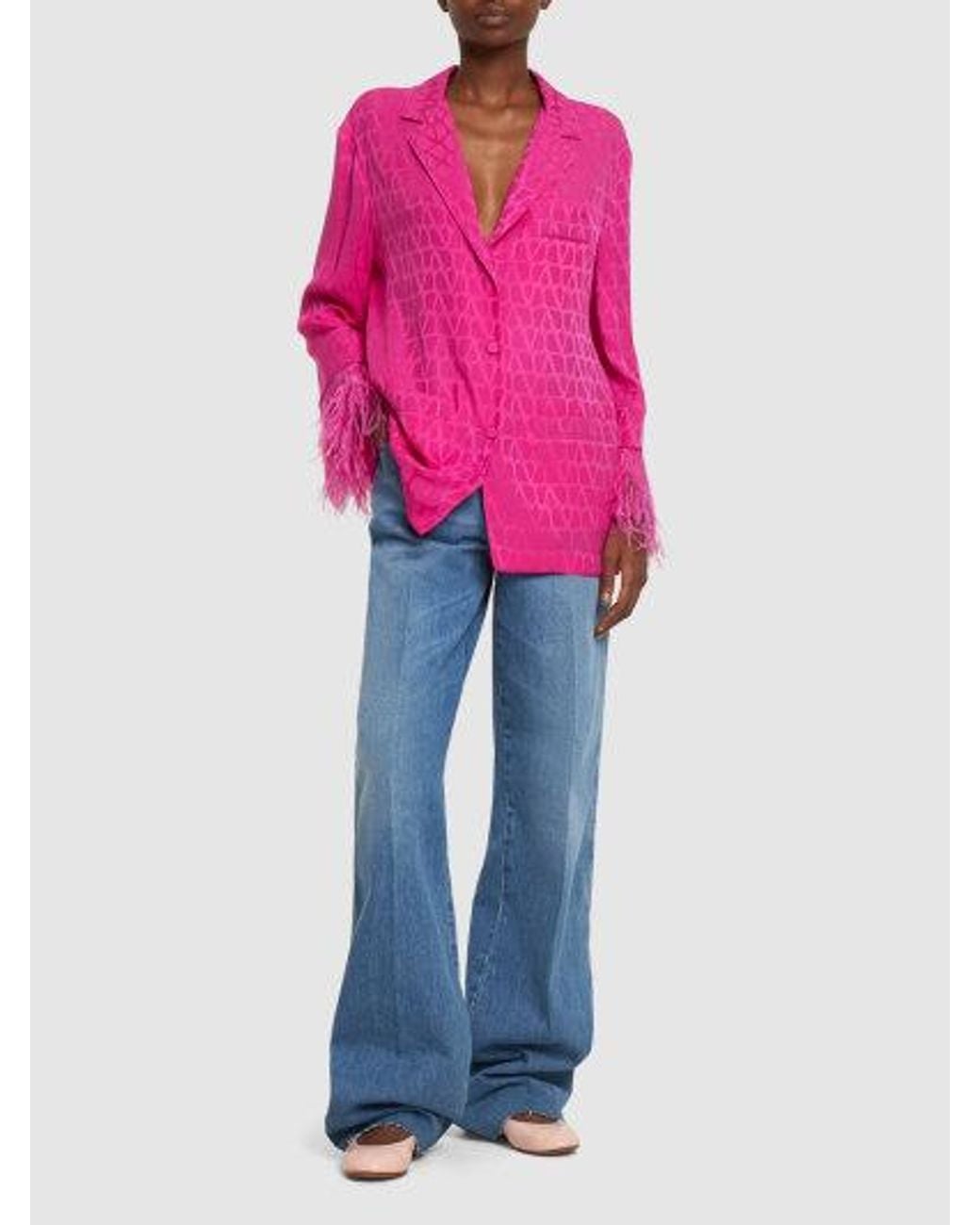 Valentino Pink Feather Logo Shirt