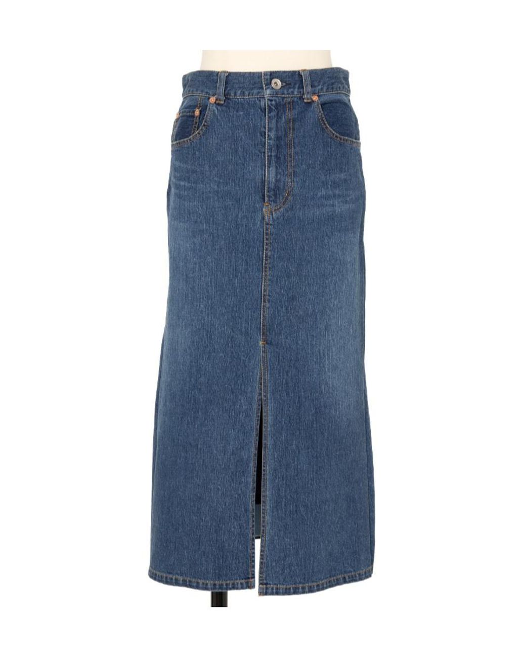 Sacai Blue Pleated Denim Skirt