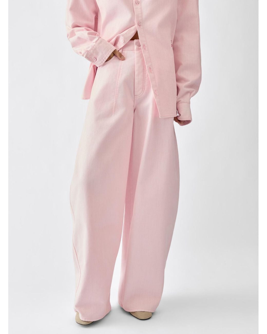 Jacquemus Pink Ovalo Wide-Leg Jeans