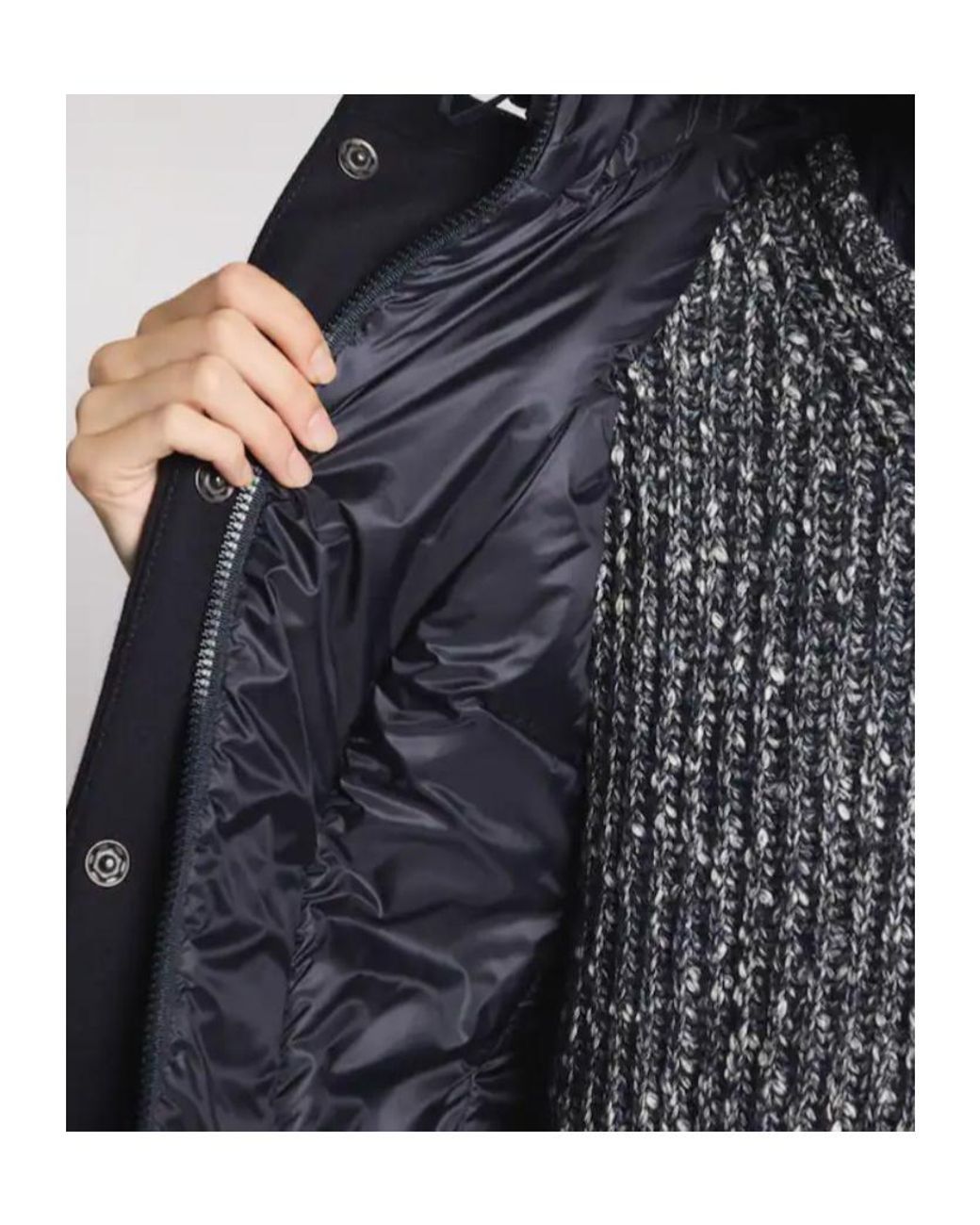 Fay Blue Padded Hooded Wool Coat