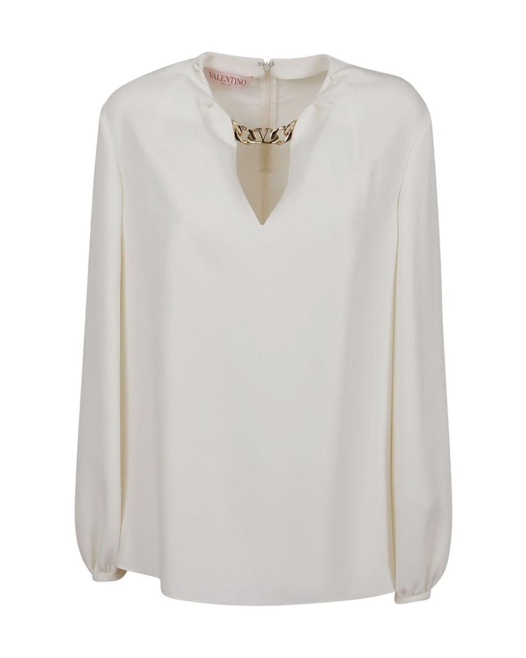 Valentino White Chain-Link Detail Blouse
