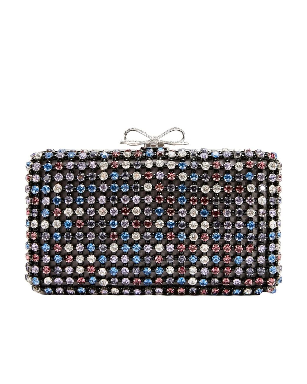 Self-Portrait Black Chainmail Crystal-Embellished Mini Clutch Bag