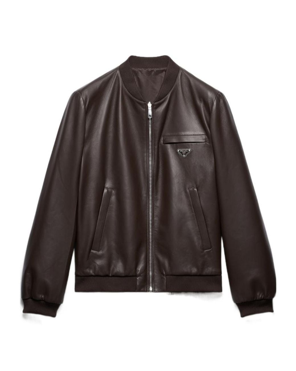 Prada Brown Reversible Nappa Leather Bomber Jacket for men