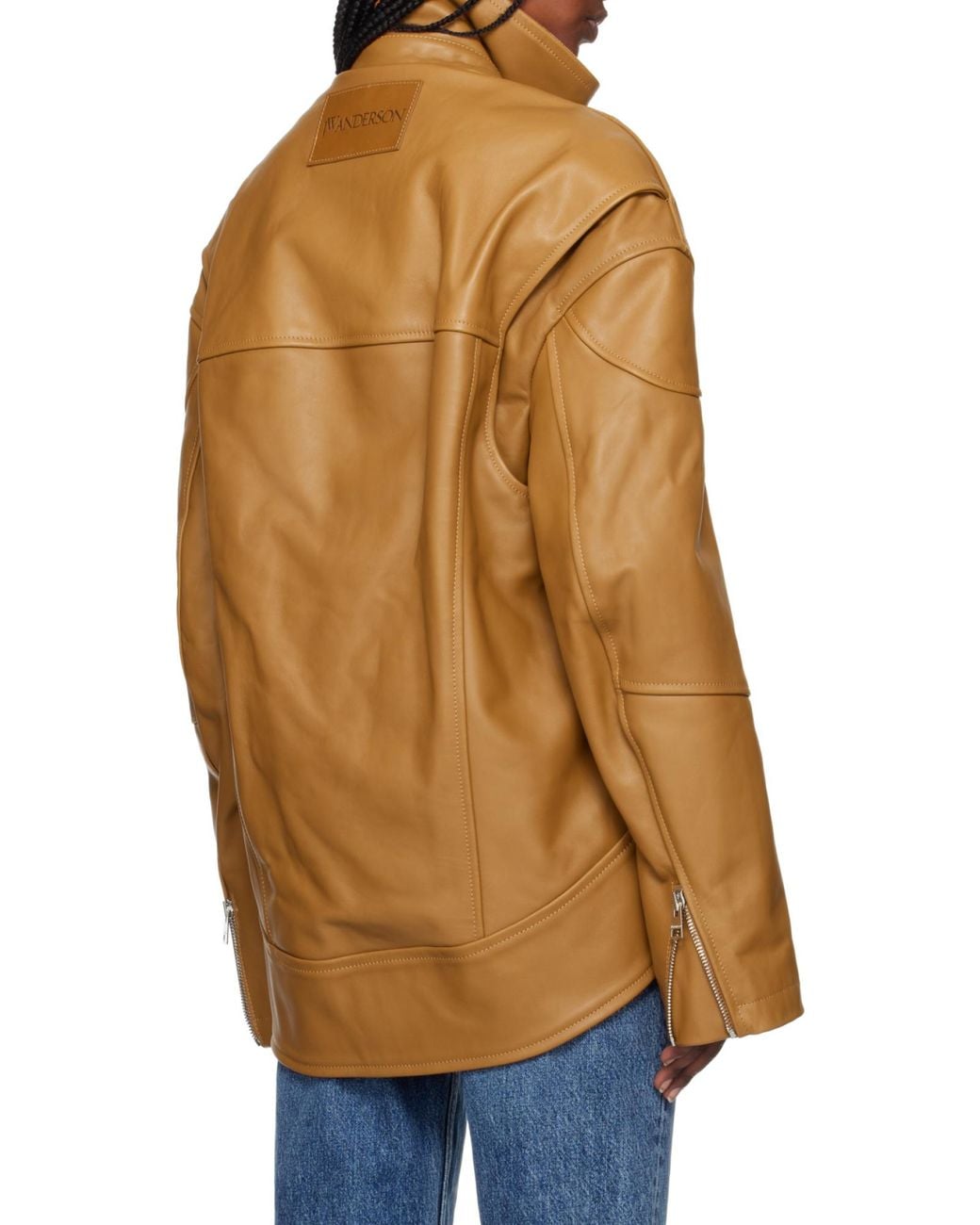 J.W. Anderson Black Curved Leather Jacket
