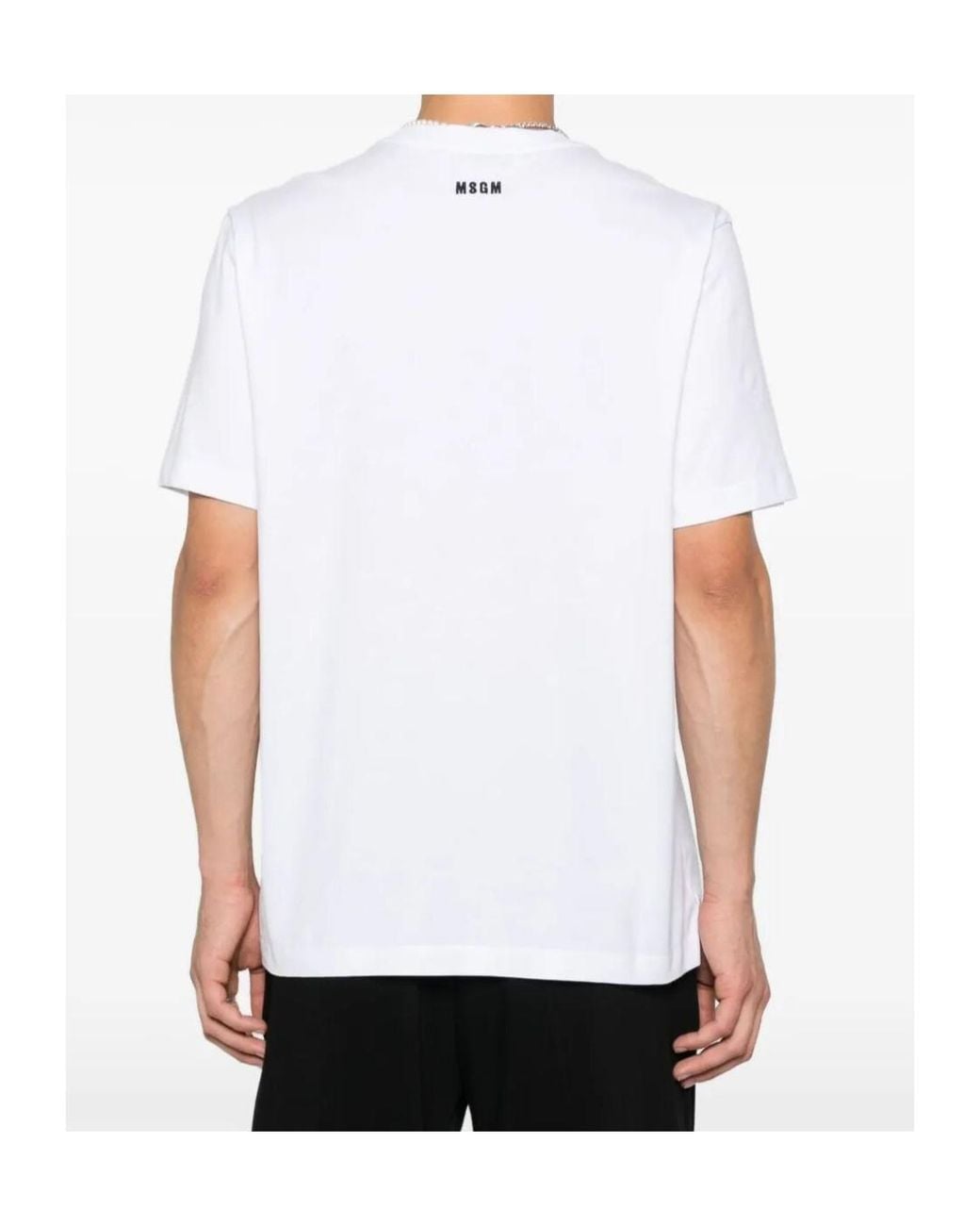 MSGM White 'Follow The Rabbit' Quotes Jersey T-Shirt for men