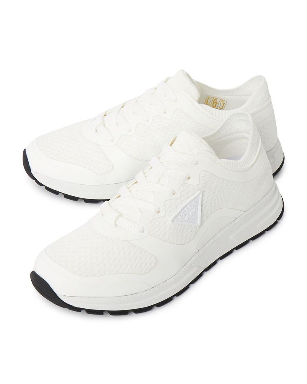Prada White Prax 2.0 Mesh Low-Top Sneakers