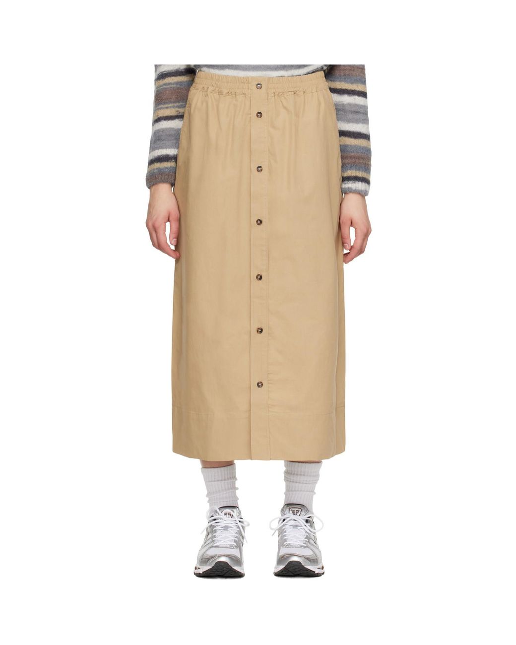 A.P.C. Natural Elastic Waistband Midi Skirt