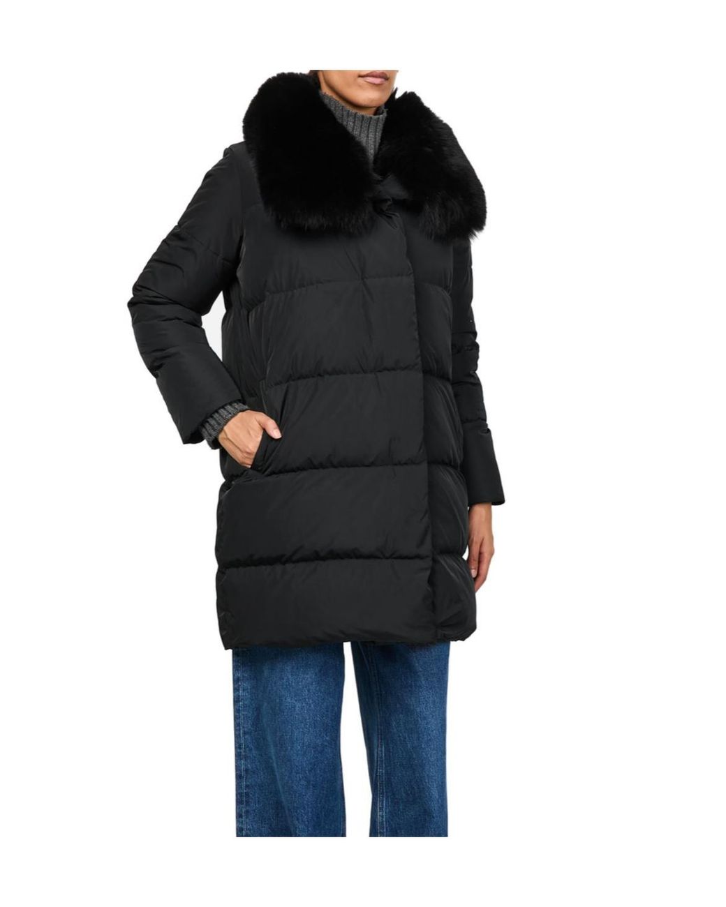 Yves Salomon Black Fur Collar Down Jacket